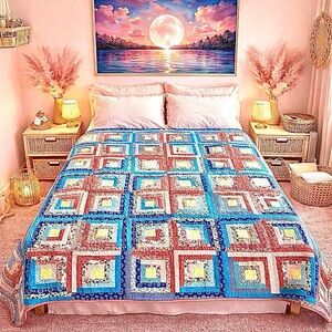 Artisan Sunset quilt vibe w cottacore granny prairie cabin vibe